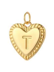 Magic Fish 1 件金色铜镀心形和字母吊坠项链