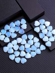 20Pcs Artificial Opal Carved Heart Stones Set - Gifts For Couples, Anniversary Gifts, Home Decor & Desktop Decorations - 淺藍色 - 查看 2