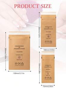 100pcs/Pack 3 Sizes High Temperature Sterilization Dry Heat Kraft Paper Sterilization Bags, Suitable For Beauty Salon, Nail Salon, Barber Shop Tools, Self-Sealing Sterilization Bags