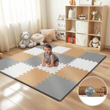 16 Tiles Baby Play Mat For Floor, EVA Foam Baby Floor Play Mat With 0.6 Inch Thick Interlocking Foam Tiles, Foam Floor Tiles For Baby, Toddlers And Kids - White Grey Coffee - View 1
