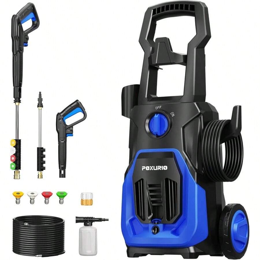 POXURIO Electric Pressure Washer, 4000PSI 2.8GPM Power Washer, 3 - In - 1 Self - Priming High Pressure Washer, For Cars, Patio, Deck - Blue - View 1