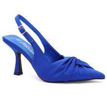 Women's Pointed Toe Twist Knot Adjustable Buckle Fashion High Heels - Blue - View 1
