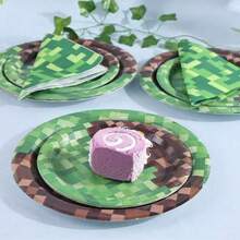 10pcs/20pcs/40pcs/60pcs/Set,Pixel Birthday Party Supplies Pixel Paper Tray Video Game Birthday 9 Inch 7 Inch Paper Tray Tissue Napkins For Birthday Party Decoration - Multicolor - View 4