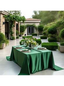 1 khăn trải bàn bằng vải satin, 145*180cm/145*260cm, màu xanh lá cây xô thơm/xanh lá cây đậm, hình chữ nhật, vải satin bóng, có thể giặt được, thích hợp cho tiệc cưới, tiệc tùng, sinh nhật, bàn ăn kỷ niệm - Nhiều màu - Xem 13