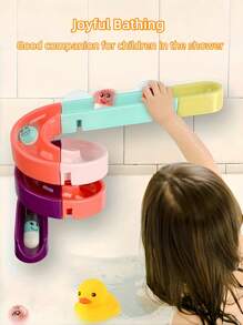 12/16pcs Bathroom Assembly Track Toy Set, Non-Electric Plastic Water Slide Game With Marbles, Creative DIY Assembly Pipeline Building Blocks, Suitable For Toddlers - Fun Shower Game, Fit For 3-6 Years Old Kids, Bathroom Track, Infant, Bath, Shower - Bathroom Rails - View 6