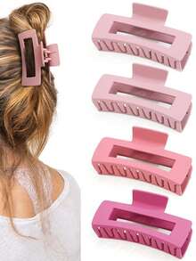 4 Pcs Large Square Retro Minimalist Hair Claw, Suitable For Women With Thick Hair, Clips For Styling, Bathing, Outdoor, Versatile Accessory Hair Jaw Clip Hair Clamps Hair Clutch Hair Catcher Clip Fall Winter Hair Clip Claw Clip Hair Accessories For Women For Vacation Outfits Woman - Multicolor - View 20