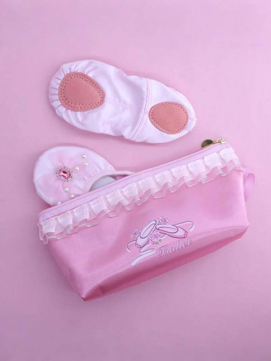 1Pc Pink Dance Shoes Storage Bag Zipper Mesh Pocket Shoe Pouch Ballet Organizer Handbag Pouches Dancing Shoes Bags - Multicolor - View 1