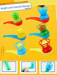 10pcs Random Color Plastic Pipe Shaped Floating Blowing Balls - Suspension Flying Ball Toys - Family Party Favor Interesting Gifts Ideas - Stress Reliever Balance Blowing For Adults Funny Party Supplies