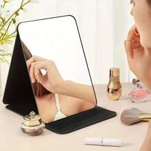 Przenośne, składane lusterko kosmetyczne ze sztucznej skóry z powierzchnią ze szkła HD – idealne do akademika, na podróż i jako prezent kosmetyczny