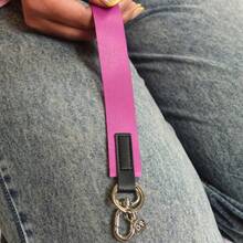 Dual Hook Satin Wristlet - Luxury Bag Accessory - Perfect For Keys & Essentials - Purple . - View 2