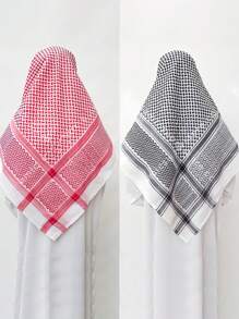 2Pcs/Set-Middle East Arab Dubai Saudi Jacquard Wave Pattern Large Size Men's Headband Headband, Hair Band Headband, Desert Headband, Dubai Arab Outdoor Square Scarf Men's Scarf Windproof Wrap Headband Square Scarf Headband!