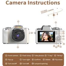 1080P Digital Camera, 48MP, With Flash, USB Charging, Retro Design, Compact & Portable, Suitable For Travel And Daily Photography - White - View 10