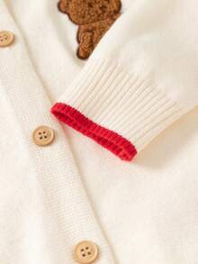 Girls' Letter & Bear Knitted Cardigan Sweater, Autumn/Winter