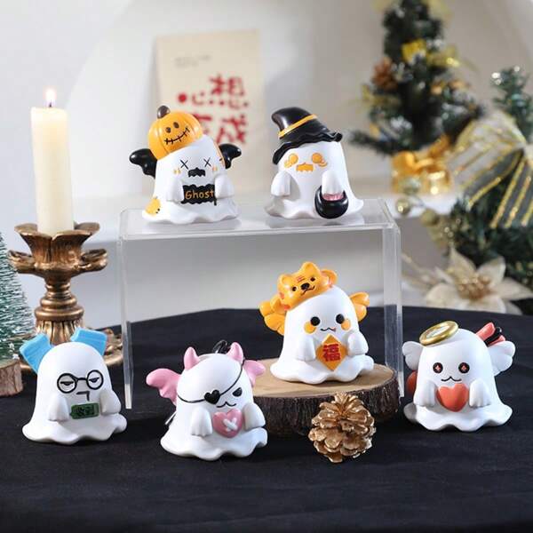 Cute Ghost Figurine Creative Home Decor Desktop Ornament, Cartoon Funny Collectible Gift For Halloween