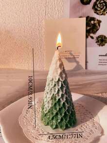 1pc Christmas Tree Scented Soy Wax Candle, Christmas Pine Scented Candle, Atmosphere Decor For Events, Holidays, Gifts Home Decor Christmas Decorations Room Decor, Christmas Gifts - Green - View 3