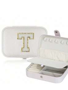 1pc Portable Jewelry Storage Box, Travel Earring Necklace Ring Organizer, Minimalist Jewelry Case, Sunscreen Travel & Back To School Essential - White - View 15