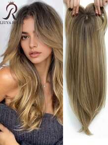 Elegant 22-Inch Blonde Deep Roots Synthetic Wig Top For Women - Straight Hair, Natural Look, Easy Maintenance, Suitable For All