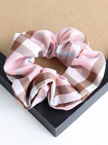 1pc Oversized Plaid Hair Scrunchie, Cute Pig Design Colorful Printed Fabric Hair Tie, Unique Ponytail Holder, Classic Hair Accessory Makeup Home Gym Woman Accessories Head Accessories Elastic Band Beauty Home Hair Accessories - Multicolor - View 17