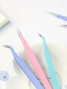4-Piece Set Of Stainless Steel Tweezers, Jewelry Making Tools, Epoxy Resin Mold Tools, Color Tweezers Kit, Handmade Jewelry Accessory Color Scrapbook Tweezers, Straight And Curved Tweezers Are Suitable For DIY, Scrapbook, And Are Good Helpers For Beads And Delicate Projects. Guka Flower, Pink/Blue/Purple/Black - Màu xanh nhạt - Xem 4