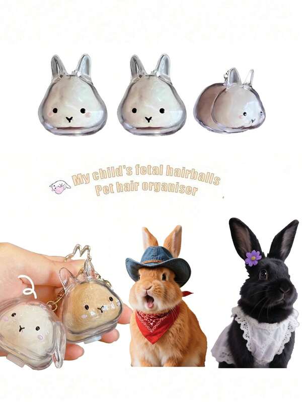 1pc Cute Transparent Pet Rabbits Hair Keepsake Capsules, Pet Hair Storage Keychain, Cute Rabbits-Shaped Memorial Containers With Collar Design, Sealed Pet Rabbits Fur Storage For DIY Memorial Pendant, Gift For Rabbits Lovers & Pet Loss Sympathy, Ideal Choice To Remember Beloved Pets, Pet Accessory, Unique Personalized Pet Accessory