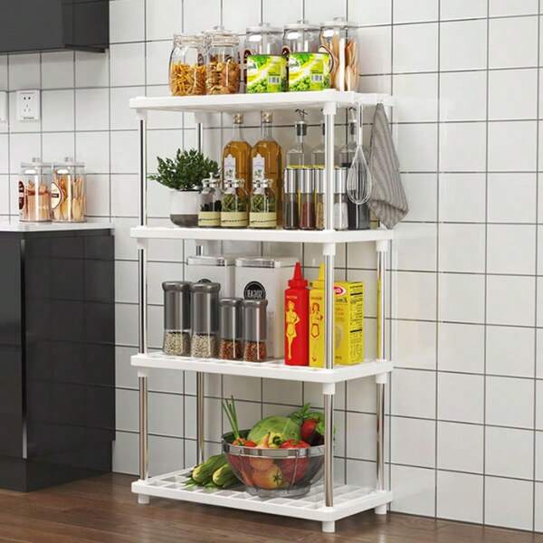 1pc White 2-Tier Bathroom Vanity Organizer Rack With Plastic Mesh Tray And 13mm Metal Tube, Shelf Unit Makeup Storage Rack For Countertop, Kitchen, Cabinet