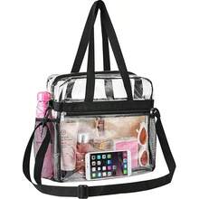 2pcs PVC Transparent Shoulder Bags, Waterproof Messenger Bags With Large And Small Adjustable Shoulder Straps, Combination Shoulder Bags For Stadium, Gym, Outing