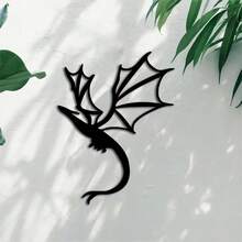 3 件龙形金属墙饰，送给龙爱好者的礼物，龙形房间装饰，传奇男人洞穴幻想艺术，铁艺墙画，适用于室内外家居露台阳台装饰，优雅的挂饰，乔迁礼物 - 黑色 - 查看 3