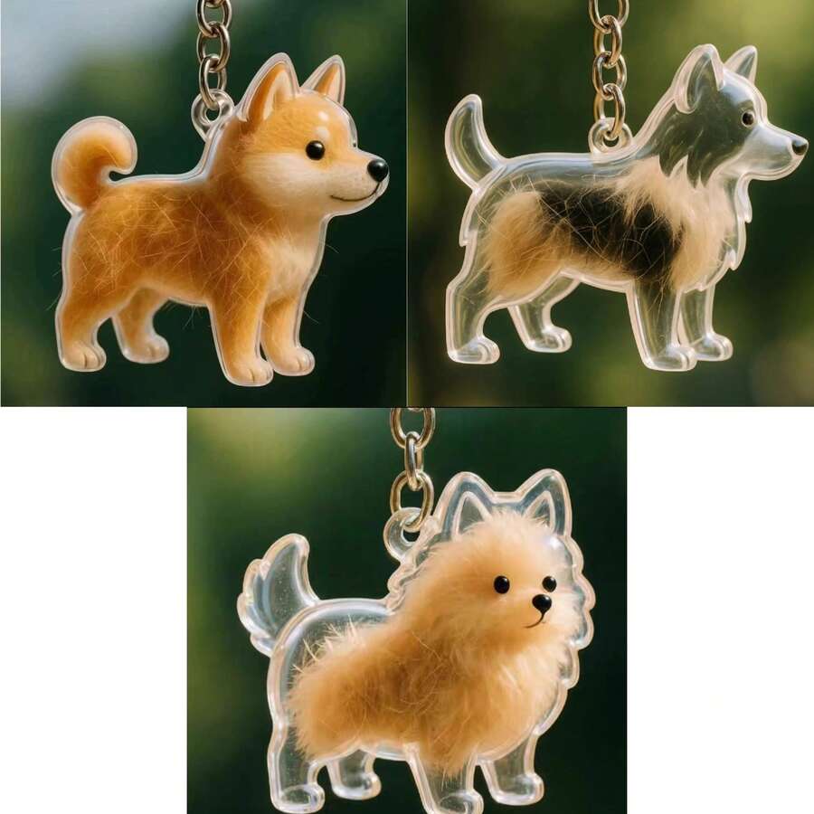 3 Stücke Welpen-Fell Aufbewahrungsbox Anhänger, Gacha Welpen-Fell Aufbewahrung, Gacha Tasche Schlüsselanhänger Anhänger