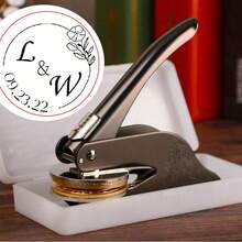 1pc Customized Wedding Embosser, Personalized Letter Combination And Initial Embosser, Can Customize Any Logo, Metal Stamp For Business Office Anniversary Gift, Monogram Seal - Multicolor - View 27
