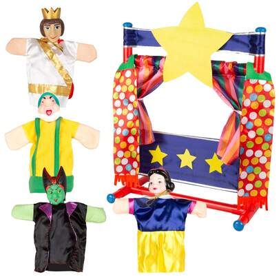 Color Baby Conjunto de teatro de fantoches Branca de Neve com 4 fantoches de 25 cm, fantoches com personagens do conto clássico, materiais macios e seguros, para encenar histórias, brincar em grupo ou em família. ✅ Entrega em 24/48 horas para Espanha (continental).