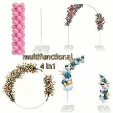 4-In-1 Balloon Arch Stand, Backdrop Frame & Party Decor - Multifunctional White PVC Frame With Floral Pattern, Suitable For Weddings, Birthdays, Anniversaries, Indoor/Outdoor Events As Decorative Backdrop | Elegant Decor | Durable PVC Material, Balloon Decoration - White - View 10