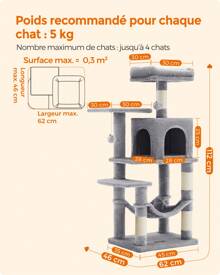 Feandrea Cat Trees & Condos - Light Grey - View 4