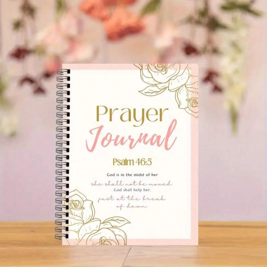 1PC Floral Prayer Journal Notebook - Protective Spiral Bible Study Planner With Guided Devotional Prompts & Gratitude Sections - Perfect For Women & Church Group Prayer Organizer