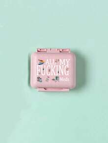 6-Compartment Portable Mini Pill Box, Pink Small Medicine Box Printed With "Medicine" Letter, Can Store 6-Day Medication, Travel Pill Case, 6-Grid Compact Pill Organizer, Daily Vitamin Box, Pocket/Wallet Sized, Letter ID Hanging Storage Box For Earrings, Rings, Jewelry, Household & Travel Essential - Pink - View 13