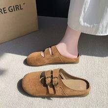 La francesa retro Baotou half pantuflas mujeres usan nuevos zapatos de primavera y verano para pedalear zapatos individuales perezosos birkenmarizhen, Bailarinas de mujer - Camel - Ver 4