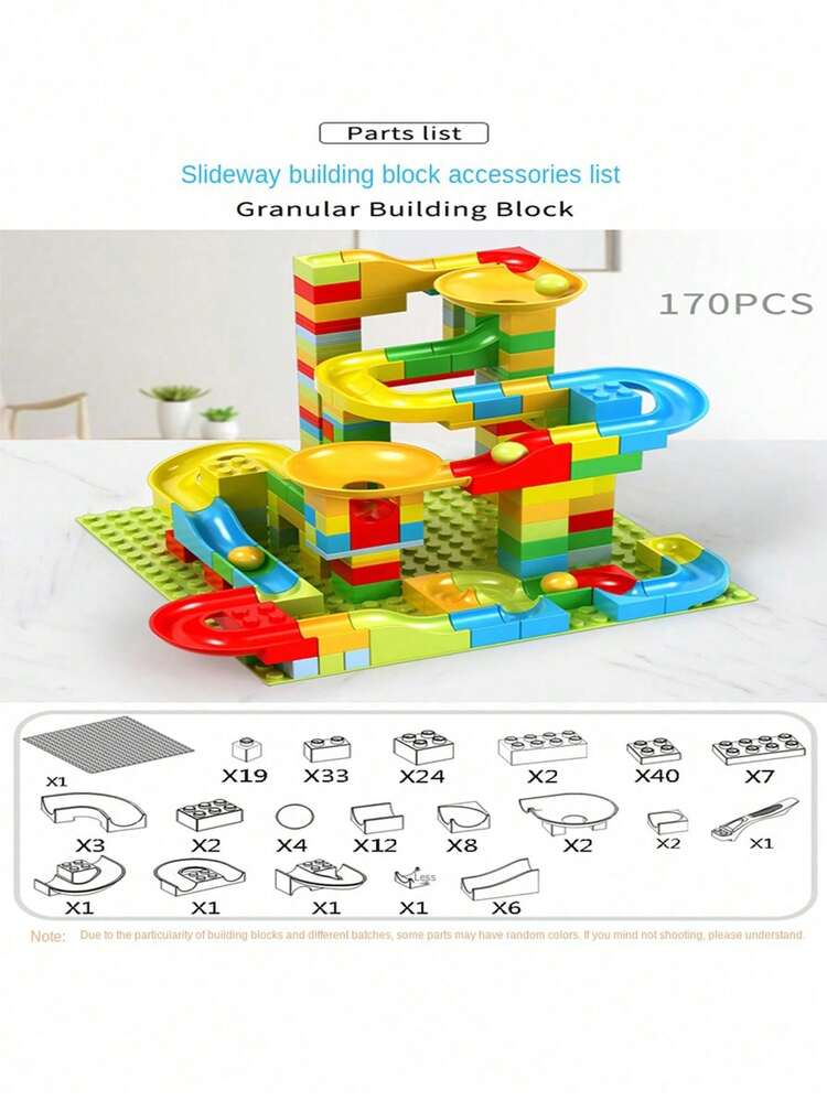 130pcs/170pcs/260pcs/340pcs Children Large Building Blocks Toys, Early Education Stacking Puzzle, Boys Girls Marble Run Track, Birthday Gift - Multicolor - View 6
