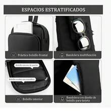 Mochila Cruzada Impermeable Y Antirrobo Mochila Antirrobo Unisex Con Puerto Usb Y Bloqueo Contraseña Mochila Multifuncional Actividades Al Aire Libre -Marrón - Marrón - Ver 7