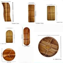 1pc Wooden Tray, Serving Plate, Cheese Board, Two/ Three/ Four/ Five Compartment Food Trays, Circular Barbecue Plates For Holding Meat, Cheese, Nuts And Fruits, Multi-Functional Fruit Trays, Appetizer Creative Snack Trays, Household Dessert Plates, Reusable Fruit Trays, Kitchen Decorations, Kitchen Supplies, Candy Wedding Storage Trays