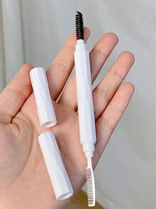 1支白色双头眉刷化妆刷睫毛卷翘眉梳美容工具便携式双头防尘不锈钢梳子带保护盖，两端多功能睫毛梳睫毛刷、眉刷、眼影刷、螺旋刷、螺旋刷、赠品 - 彩色 - 查看 4