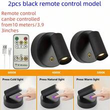 1 件/2 件无线 LED 磁性壁灯：2000mAh 锂电池，USB 可充电夜灯，3 色可调光，现代 ABS 设计氛围照明，触摸控制，适用于房间装饰/室内/室外/餐厅/卧室/酒吧/护眼阅读灯