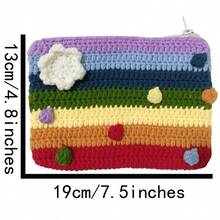 Purses And Bags Women Handmade Rainbow Wallet Crochet Cloud Knitted Handbag For Woman Makeup Bag Zipper Change Pouch Purse Small 7.5"(L X 4.8"(W) Rainbow) Black Clutch Purse Gold Purse Makeup Bag - 小的 - 查看 4