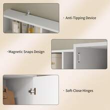 Yanosaku Vanity Desk With Full-Length & LED Mirror, 14 Drawers, 10 Shelves, Hidden Storage, Power Outlet, Dimmable 3-Color Lighting, White Makeup Vanity For Bedroom - 查看 8