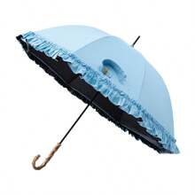 Black Rubber Lace Sun/Rain Umbrella, Straight Rod Bent Handle Sun/Rain Umbrella, Parasol