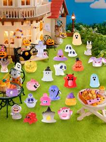 10 件万圣节夜光迷你人偶可爱微型鬼魂人偶夜光树脂人偶小怪兽花园装饰微型雕像适用于户外房屋景观派对万圣节夜光迷你树脂鬼魂可爱小鬼魂微型人偶夜光，恐怖万圣节鬼魂装饰适用于微型仙女花园 DIY 户外房屋会议、派对礼品袋填充物