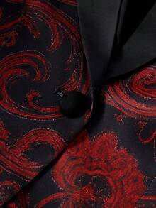 High Quality Elegant Retro Fashion Paisley Pattern Suit Jacket For Women, Satin Stitching Collar, Can Be Worn In All Seasons - Black - View 9