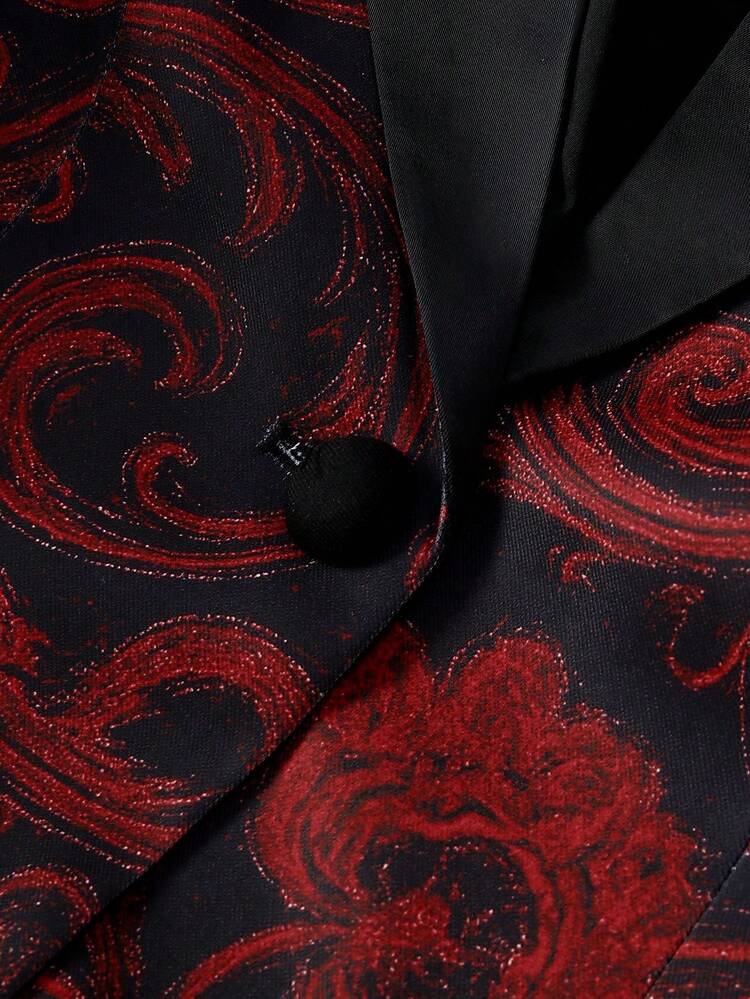 High Quality Elegant Retro Fashion Paisley Pattern Suit Jacket For Women, Satin Stitching Collar, Can Be Worn In All Seasons - màu đen - Xem 9