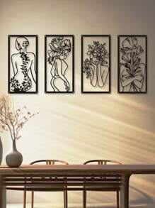 1 件抽象女性线条金属装饰壁挂艺术品，个性化艺术空心铁艺墙画，适用于家庭白墙、客厅、餐厅、卧室、浴室、情人节礼物