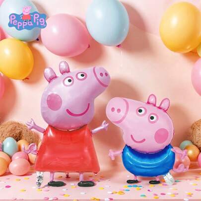 Hasbro 2pcs  Officially Licensed  George Pig Balloon Set Cute Cartoon Style Bracelet Decoration Carnival Party Photo Props Party Supplies Christmas Birthday Gifts