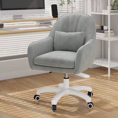 Nalupatio Homeoffice Stuhl, SamtStuhl mit Kopfkissen, 360° drehbar Höhenverstellbar Bürostuhl ergonomisch, Schminkstuhl Drehstuhl,für Arbeitszimmer Schlafzimmer,bis 150kg belastbar