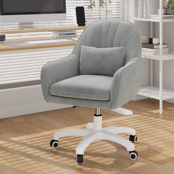 Nalupatio Homeoffice Stuhl, SamtStuhl mit Kopfkissen, 360° drehbar Höhenverstellbar Bürostuhl ergonomisch, Schminkstuhl Drehstuhl,für Arbeitszimmer Schlafzimmer,bis 150kg belastbar